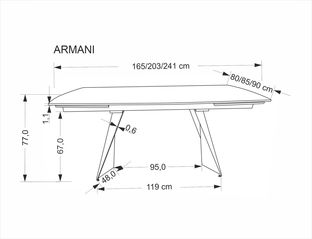 ARMANI stół rozkładany, czarny marmur / czarny (2p=1szt)