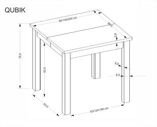 QUBIK stół rozkładany 80-200/80/76 cm dąb artisan/czarny