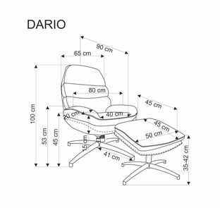 DARIO leisure chair, with stool, blue