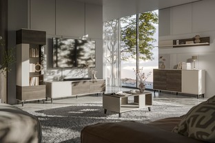 RANDOM 2 RTV-1 stolik RTV 150 cm kaszmir / orzech / czarny (2p=1szt)