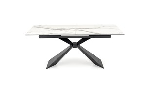 LUCIANO extension table, white marble / black
