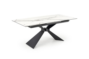 LUCIANO extension table, white marble / black