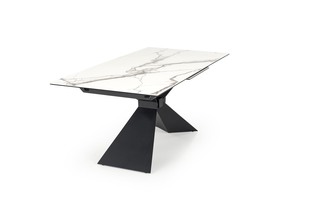 LUCIANO extension table, white marble / black