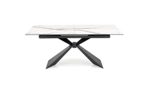 LUCIANO extension table, white marble / black