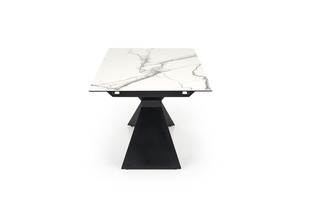 LUCIANO extension table, white marble / black
