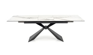 LUCIANO extension table, white marble / black