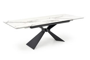 LUCIANO extension table, white marble / black