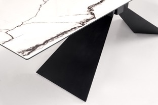 LUCIANO extension table, white marble / black