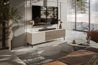 RANDOM 2 RTV-2 stolik RTV 180 cm kaszmir / orzech / czarny (2p=1szt)