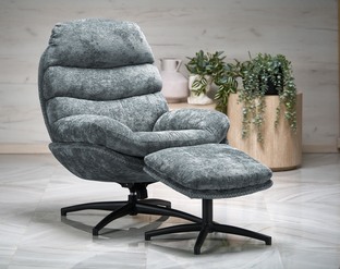 DARIO leisure chair, with stool, blue