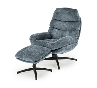 DARIO leisure chair, with stool, blue