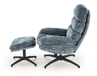 DARIO leisure chair, with stool, blue