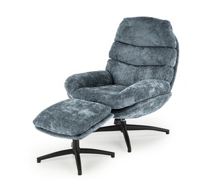 DARIO leisure chair, with stool, blue