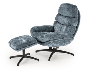 DARIO leisure chair, with stool, blue
