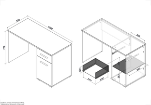 LIMA B-1 biurko dąb sonoma / biały (1p=1szt)