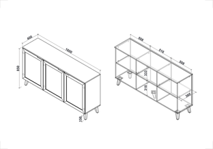 BORNEO KM-1 komoda dąb artisan/czarny