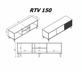 RANDOM RTV-1 stolik RTV dąb wotan/czarny (2p=1szt)