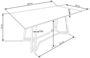 KONAMI table, color: top - black marble, legs - gold