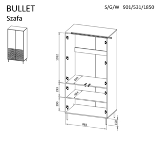 BULLET S-1 wardrobe, black / gold