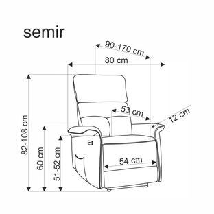SEMIR fotel z funkcja elektrycznego rozkładania / gniazdo USB, granatowy (2p=1szt)