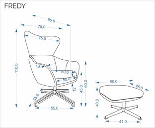 FREDY leisure chair, with stool, l.beige