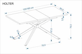 HOLTER stół rozkładany, blat - dąb złoty, nogi - czarne (1p=1szt)
