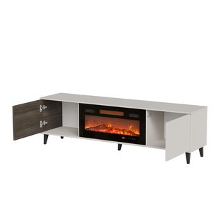 RANDOM 2 RTV-K stolik RTV 180 cm z kominkiem kaszmir / orzech / czarny (3p=1szt)