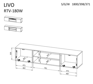 LIVO RTV 180 wisząca z kominkiem biały