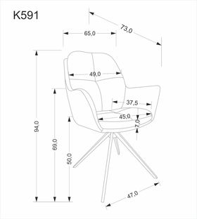 K591 swivel chair, light grey