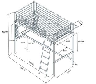 DOLCE bunk bed with desk and organizer, white