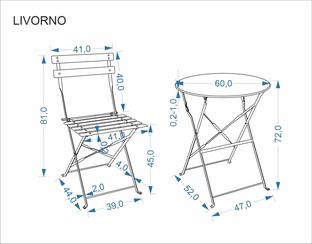 LIVORNO garden set (table+2 chairs), cappuccino