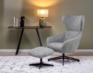 FREDY leisure chair, with stool, grey