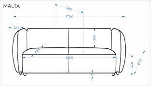 MALTA sofa, popielaty