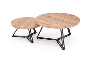 ANGER set of two, top - gold oak, legs - black