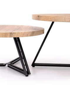 ANGER set of two, top - gold oak, legs - black