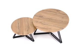 ANGER set of two, top - gold oak, legs - black