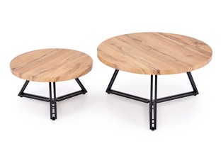 ANGER set of two, top - gold oak, legs - black