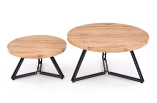 ANGER set of two, top - gold oak, legs - black