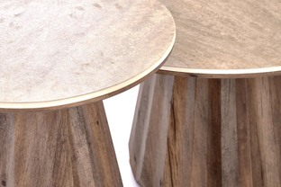 DIAVOLA c.table travertine / walnut