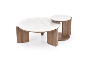 DIUNA zestaw 2 ław biały marmur / jasny orzech (2p=1szt)