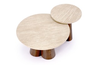 FRIDA c.table travertine / walnut