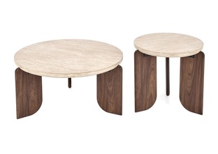 MAMBO S c.table travertine / walnut