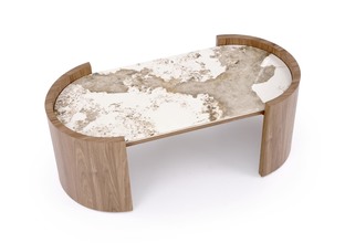 NICOSIA c.table beige marble / walnut