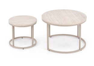 PAOLA set of 2 c. tables, travertine / cashmere