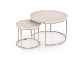 PAOLA set of 2 c. tables, travertine / cashmere