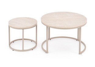 PAOLA set of 2 c. tables, travertine / cashmere