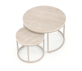 PAOLA set of 2 c. tables, travertine / cashmere