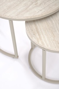 PAOLA set of 2 c. tables, travertine / cashmere