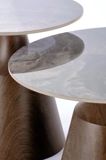 TOWER set of 2 c.tables brown marble / walnut