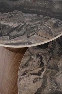 TOWER set of 2 c.tables brown marble / walnut